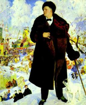 Boris Kustodiev : Portrait of Fyodor Chaliapin